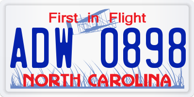 NC license plate ADW0898