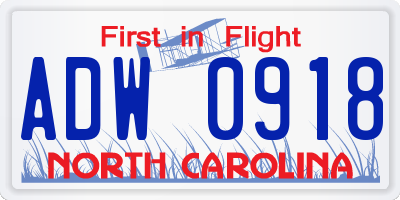 NC license plate ADW0918
