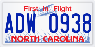NC license plate ADW0938