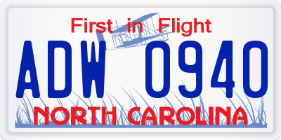 NC license plate ADW0940