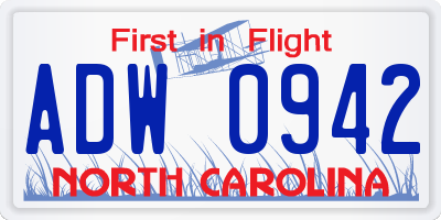 NC license plate ADW0942