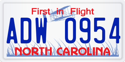 NC license plate ADW0954