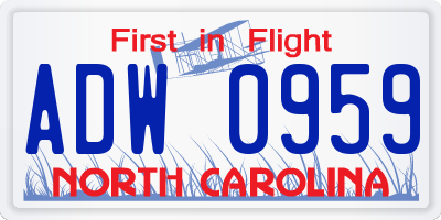 NC license plate ADW0959