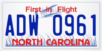 NC license plate ADW0961