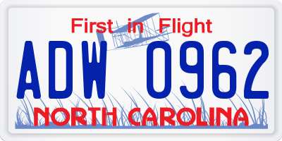 NC license plate ADW0962