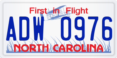 NC license plate ADW0976