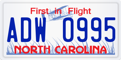 NC license plate ADW0995