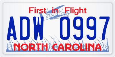 NC license plate ADW0997