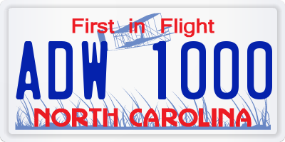 NC license plate ADW1000