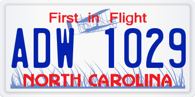 NC license plate ADW1029