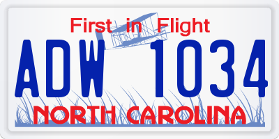 NC license plate ADW1034