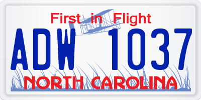 NC license plate ADW1037