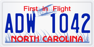 NC license plate ADW1042