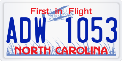NC license plate ADW1053