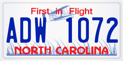 NC license plate ADW1072
