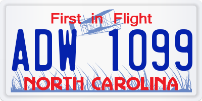 NC license plate ADW1099