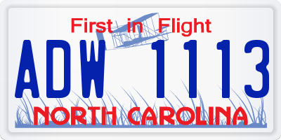 NC license plate ADW1113