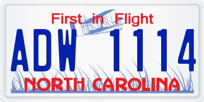NC license plate ADW1114