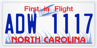 NC license plate ADW1117