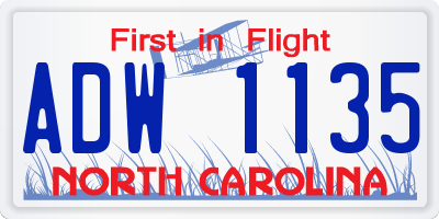NC license plate ADW1135