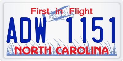 NC license plate ADW1151