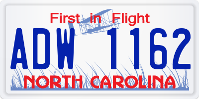 NC license plate ADW1162