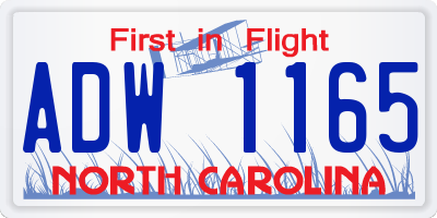 NC license plate ADW1165