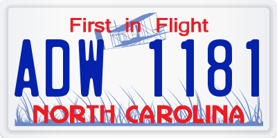 NC license plate ADW1181