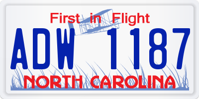 NC license plate ADW1187