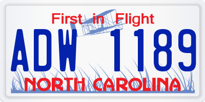 NC license plate ADW1189