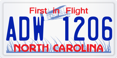 NC license plate ADW1206