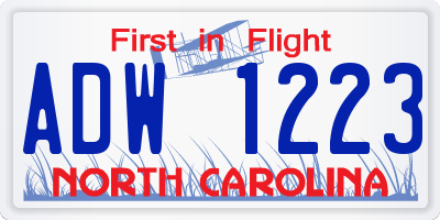 NC license plate ADW1223