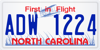 NC license plate ADW1224