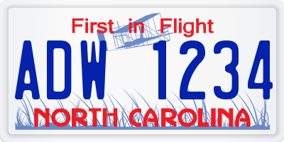 NC license plate ADW1234