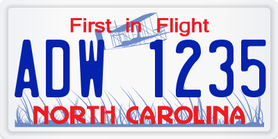 NC license plate ADW1235