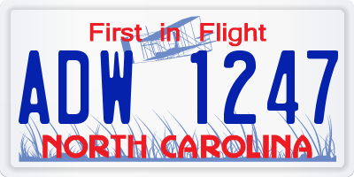 NC license plate ADW1247