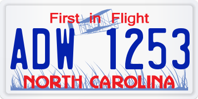 NC license plate ADW1253