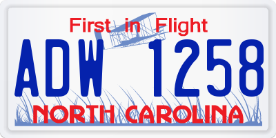 NC license plate ADW1258