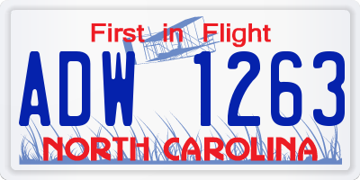 NC license plate ADW1263