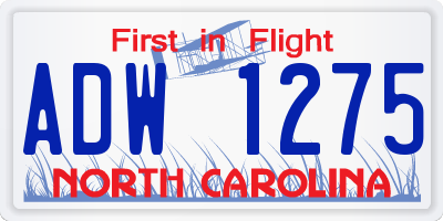 NC license plate ADW1275