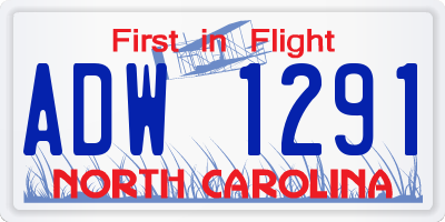 NC license plate ADW1291
