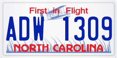 NC license plate ADW1309