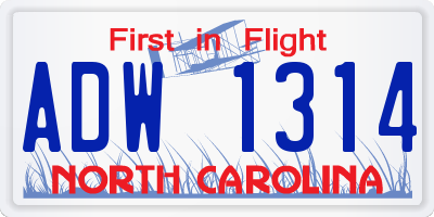 NC license plate ADW1314