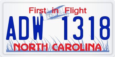 NC license plate ADW1318