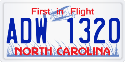 NC license plate ADW1320