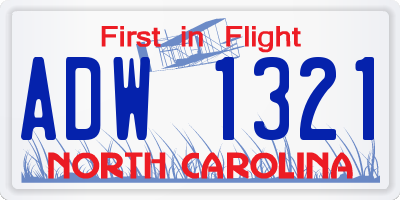 NC license plate ADW1321