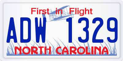 NC license plate ADW1329