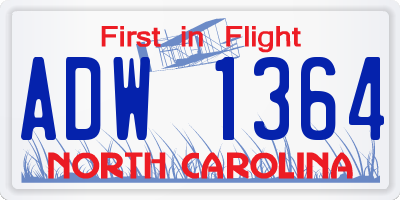 NC license plate ADW1364