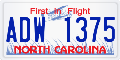 NC license plate ADW1375