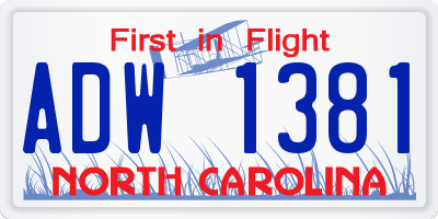 NC license plate ADW1381